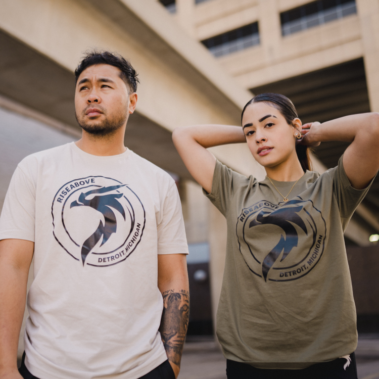 Mental health shirts featuring Phoenix and Valor designs, symbolizing resilience. High-performance men's athletic shirts and women's athletic shirts for strength and endurance.