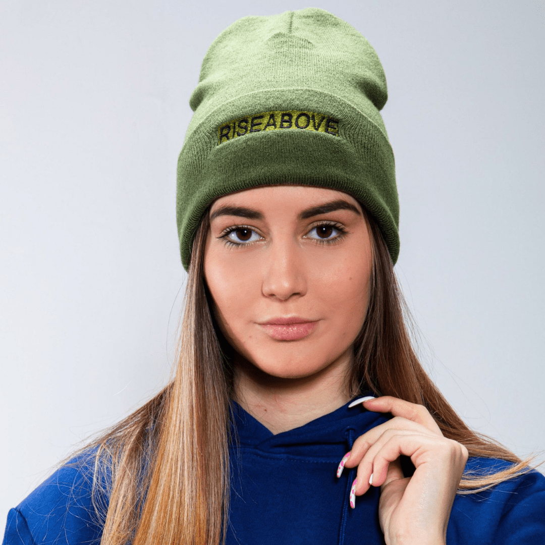 Unisex R1 Beanie featuring the scar symbol, a timeless and meaningful winter accessory for men and women.