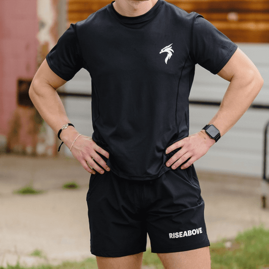 MEN'S VALOR PERFORMANCE SHORTS - BLACK - Riseabove Apparel Inc