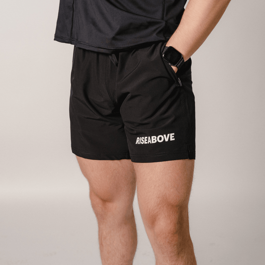 MEN'S VALOR PERFORMANCE SHORTS - BLACK - Riseabove Apparel Inc