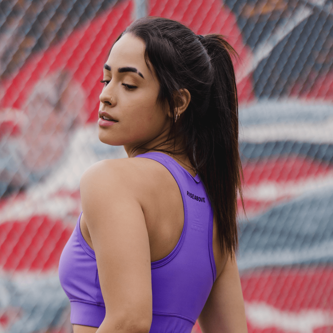 WOMEN'S GENESIS SPORTS BRA - LILAC - Riseabove Apparel Inc