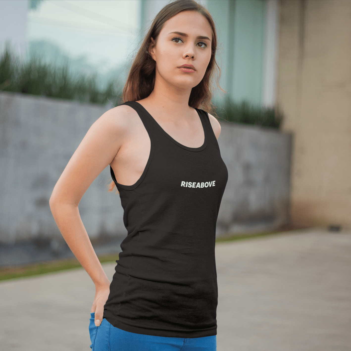 WOMEN'S VALOR TANK TOP - BLACK - Riseabove Apparel Inc